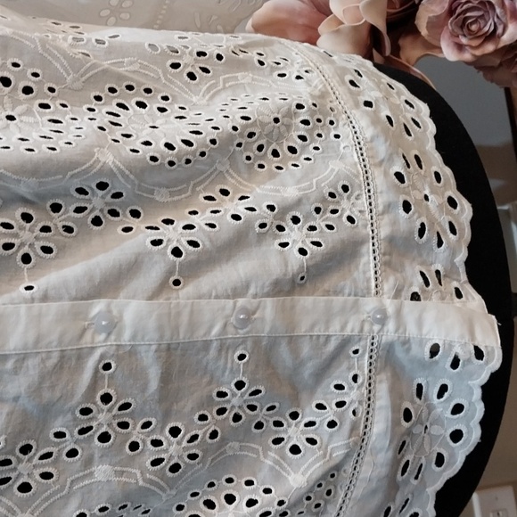 Nwt 1x JEnifer & Grace Chic White Eyelet Women's Blouse Lace - Picture 10 of 13